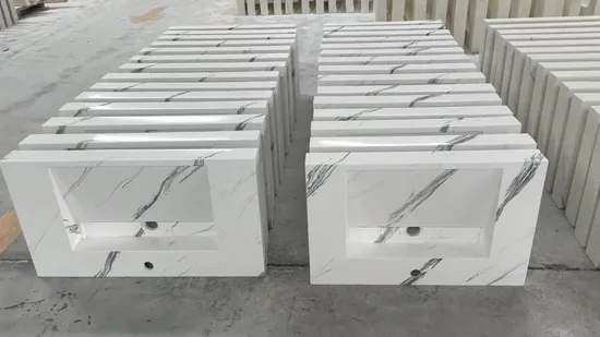 Sanitaryware Stone Vanity Integrated Bathroom Sink and Countertop Hotel Cabinet Wash Basin