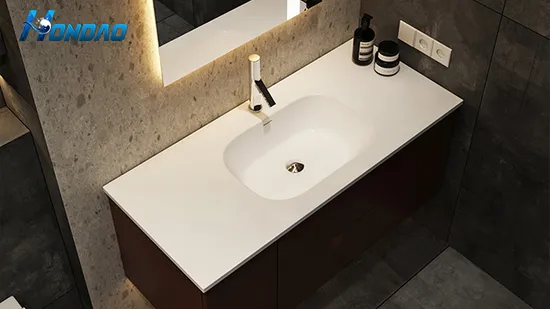 Modern Design Solid Surface Resin Stone Rectangle Bathroom Sink Counter Wash Basin