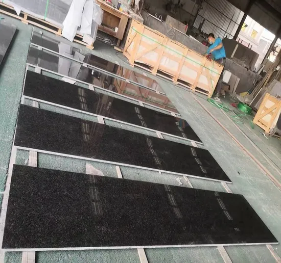 Black Granite Staicase Design Polish/Flamed Angola Black Stone Stair Step