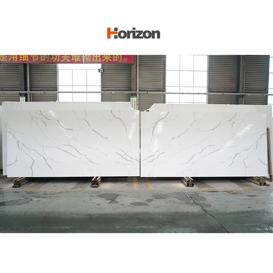Polished 3.2m 1.6m Artificial Calacatta Stone Gold Modern Quartz Big Slab