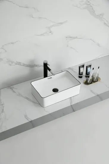 Italian Carrara Natural Stone Art Bathroom Basin Ceramic Sink, Ceramic Bathroom Vessel Sink White Marble Washbasins Bathroom