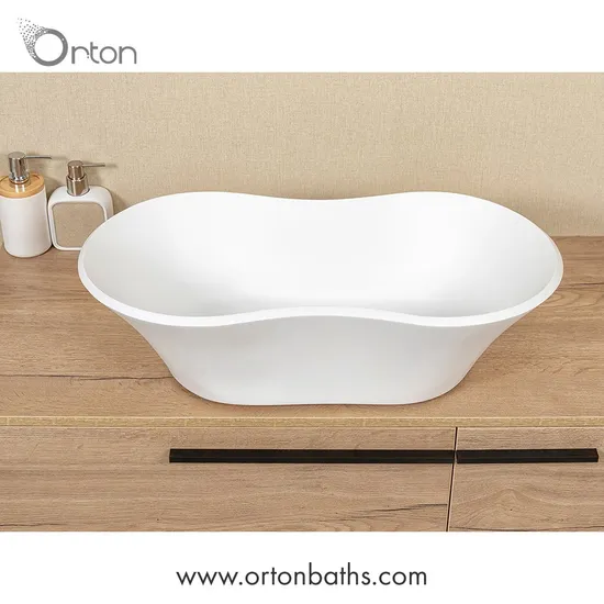 White Artificial Special Shape Cast Stone Corian Solid Surface Bathroom Sink Above Counter Wash Basin for Bathroom