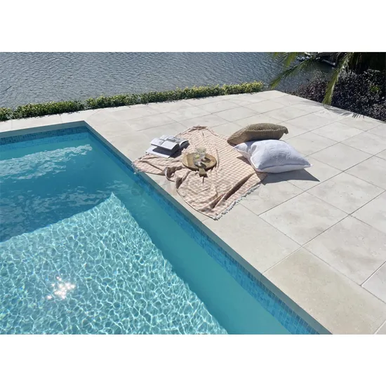 Outdoor Marble Stone Paver Sandblasted Brushed Swimming Pool Coping Limestone Tile 
