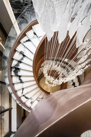 Natural Marble Stair Luxury Stone Interior Carved Stair Panda White Marble Step 