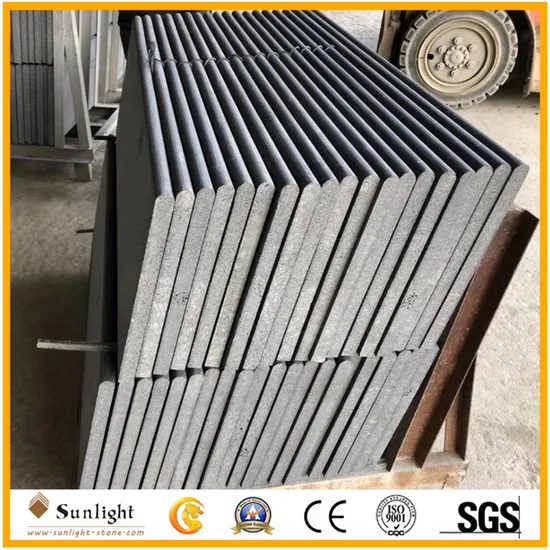Natural Honed Surface Bullnose Edge Black Basalt Kerbstone /Steps for Outdoor 