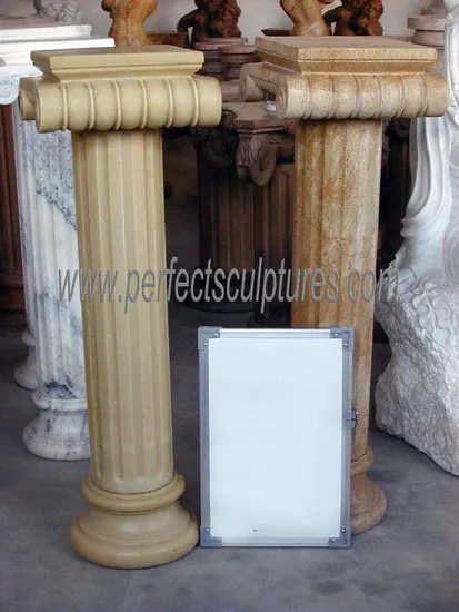 Hand Carved Limestone Stone Column for Garden Home Decoration (QCM075) 