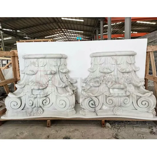 Square Fluted Beige Marble Pillar Round Hollow Columns Beige White Limestone Marble Columns 